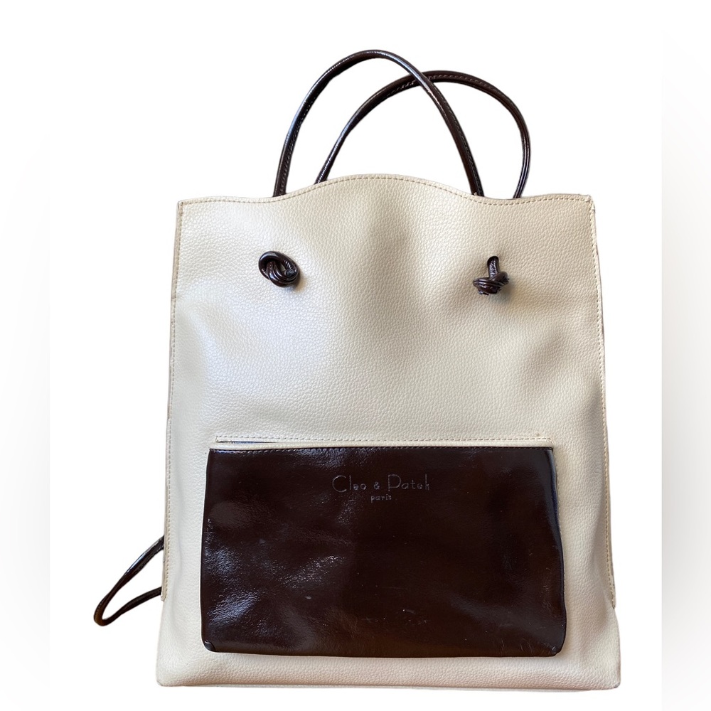 Cleo & Patek Cream/Brown Leather Handbag Backpack Purse